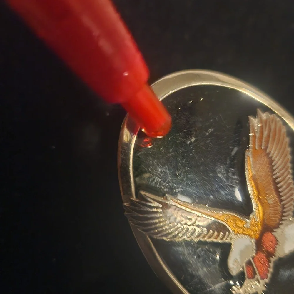 Vintage Soaring Eagle Bolo Black Enamel‎ Silver Tone Oval Western Americana
